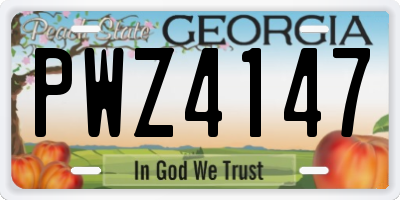 GA license plate PWZ4147