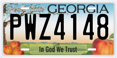 GA license plate PWZ4148