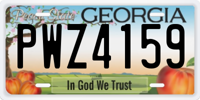 GA license plate PWZ4159