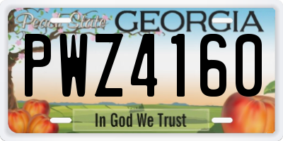 GA license plate PWZ4160