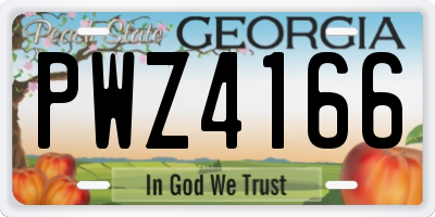 GA license plate PWZ4166