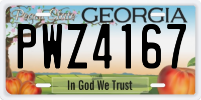 GA license plate PWZ4167