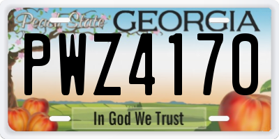 GA license plate PWZ4170