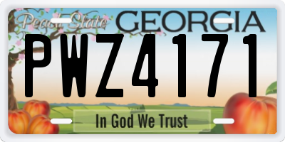 GA license plate PWZ4171