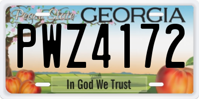 GA license plate PWZ4172