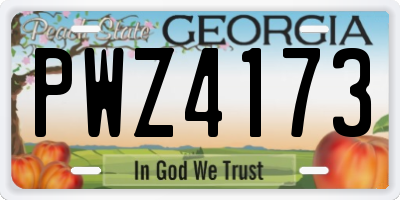 GA license plate PWZ4173