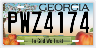 GA license plate PWZ4174