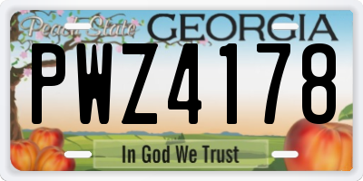 GA license plate PWZ4178