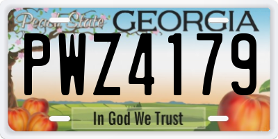 GA license plate PWZ4179