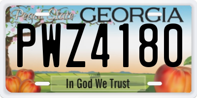 GA license plate PWZ4180