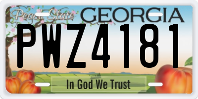 GA license plate PWZ4181
