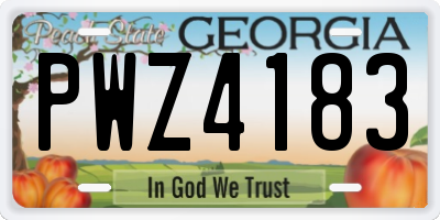 GA license plate PWZ4183