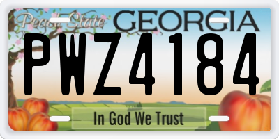 GA license plate PWZ4184
