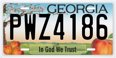 GA license plate PWZ4186