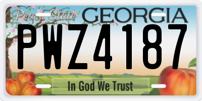 GA license plate PWZ4187