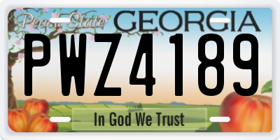 GA license plate PWZ4189