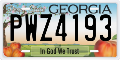 GA license plate PWZ4193