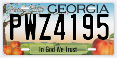 GA license plate PWZ4195