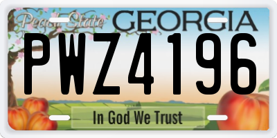 GA license plate PWZ4196