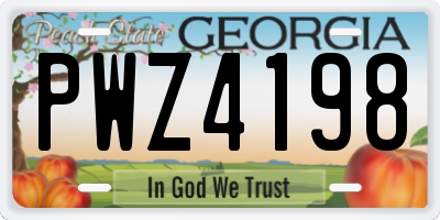 GA license plate PWZ4198