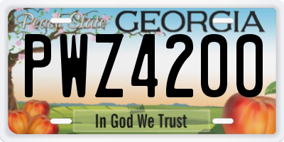 GA license plate PWZ4200