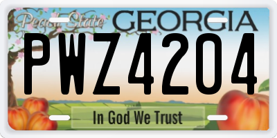 GA license plate PWZ4204