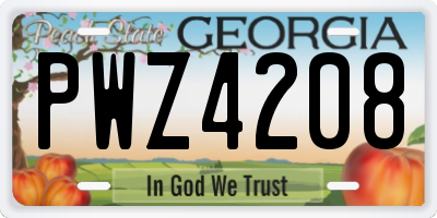 GA license plate PWZ4208