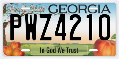 GA license plate PWZ4210