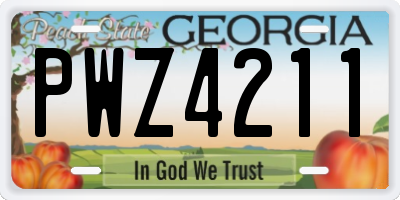 GA license plate PWZ4211