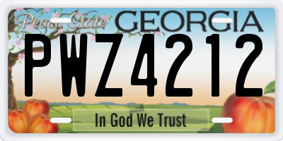 GA license plate PWZ4212