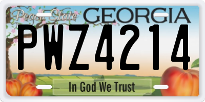 GA license plate PWZ4214