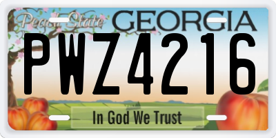 GA license plate PWZ4216