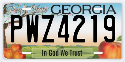 GA license plate PWZ4219