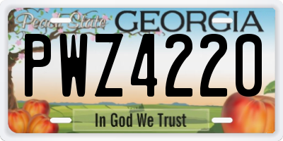 GA license plate PWZ4220