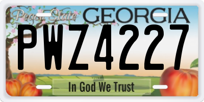 GA license plate PWZ4227