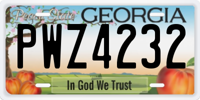 GA license plate PWZ4232