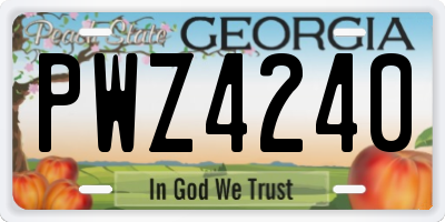 GA license plate PWZ4240