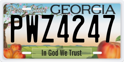 GA license plate PWZ4247