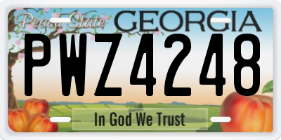 GA license plate PWZ4248