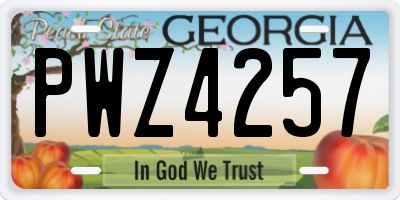 GA license plate PWZ4257