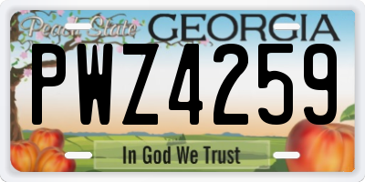 GA license plate PWZ4259