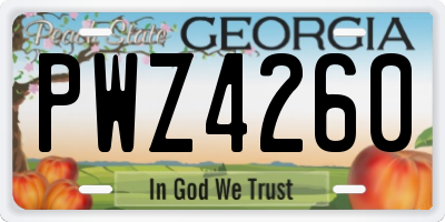 GA license plate PWZ4260