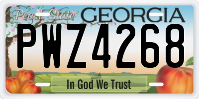 GA license plate PWZ4268