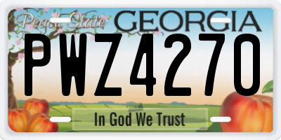GA license plate PWZ4270