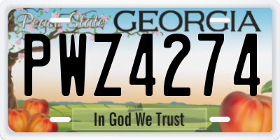 GA license plate PWZ4274