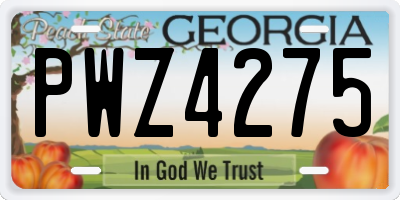 GA license plate PWZ4275
