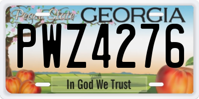 GA license plate PWZ4276
