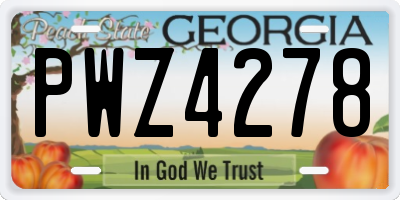 GA license plate PWZ4278