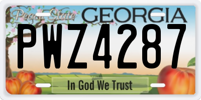 GA license plate PWZ4287