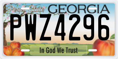 GA license plate PWZ4296